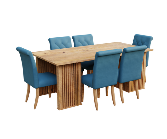 Palatial Solid Wood Dining Table and Chairs Set