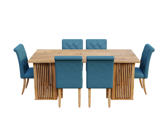 Palatial Solid Wood Dining Table and Chairs Set