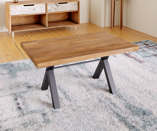 Urban Elegance Solid Wood Dining Table with Metal Legs