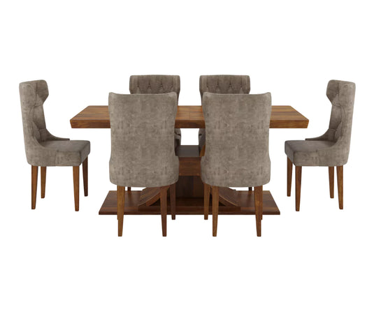 Caelistra Extendable 6-8 Seater Dining Table and Chairs Set, Side Angle.