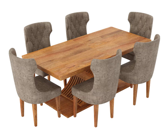 Caelistra Extendable 6-8 Seater Dining Table and Chairs Set.