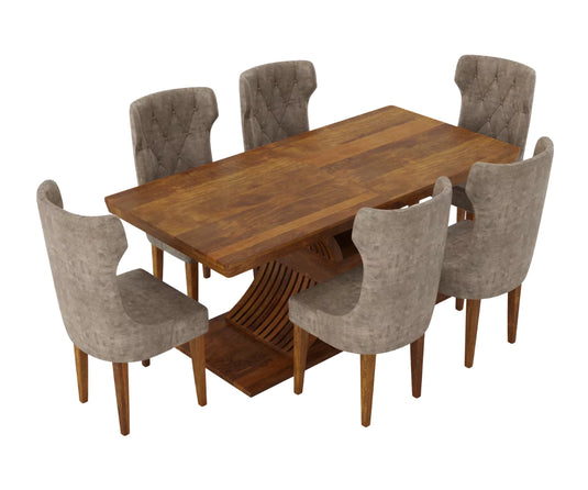 Caelistra Extendable 6-8 Seater Dining Table and Chairs Set.