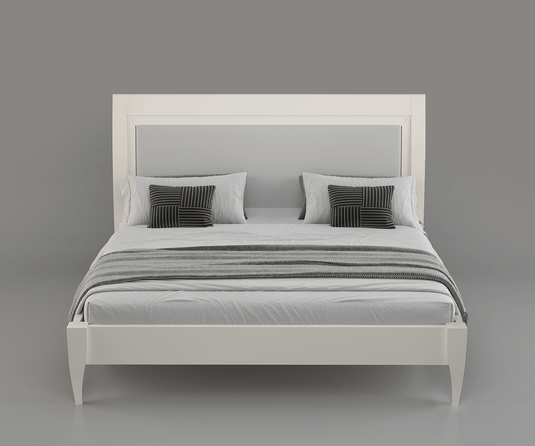 Celestial White Wooden Bed Set | Bedroom Furniture Set, Front Angle.