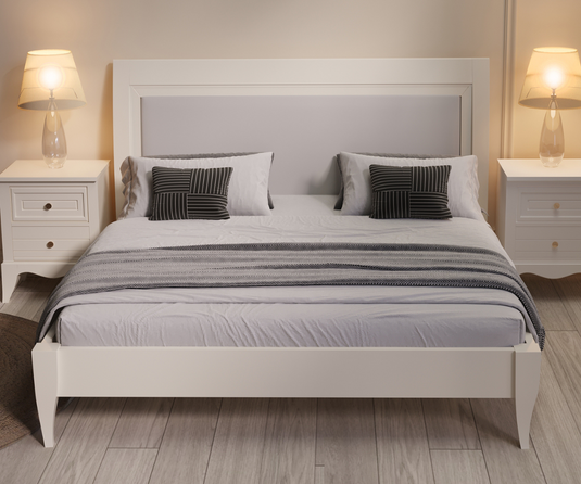 Celestial Solid Wood White Bed