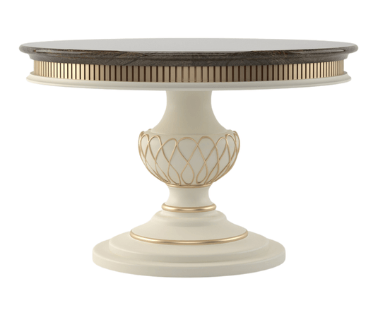 Celestiva Luxury Solid Wood Round Dining Table in Beige Finish