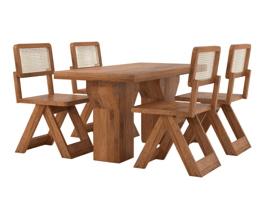 Felvian Solid Wood Dining Table Set