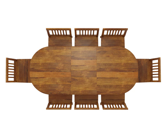 Coralia Extendable Double Pedestal Dining Set, Top View.