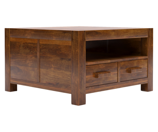 Clifton Solid Wood Square Coffee Table - Dark Brown