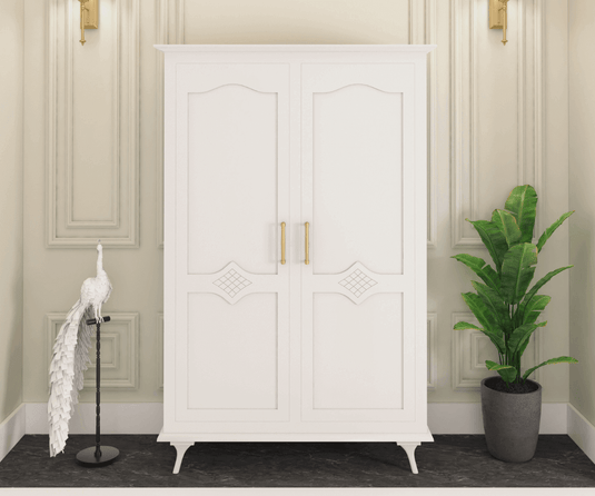 Ecluvin White 2 Door Wardrobe | Luxury Bedroom Wardrobe
