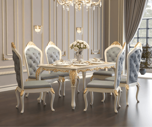 Exquisite Solid Wood Luxury Dining Set | 6 Seater Table