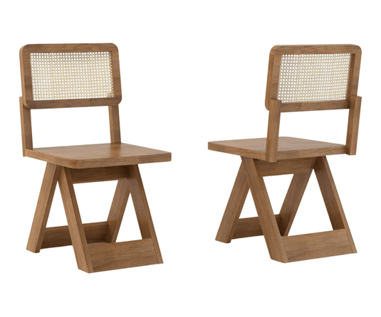 Felvian Solid Wood Cane Chair Set of 2