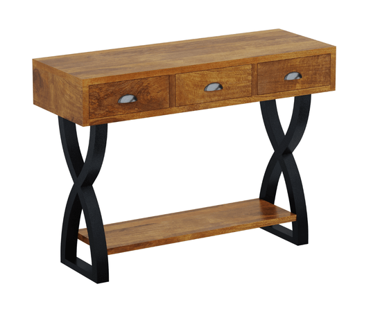 Glimiray Wooden Console Table with Metal Legs | 3 Drawer