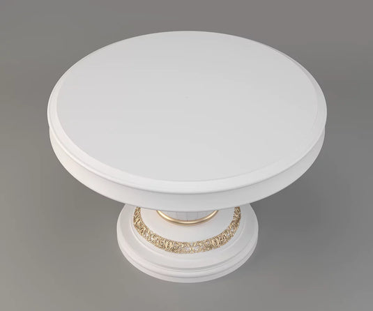 Nyxor Luxury Solid Wood Round Dining Table, Top View.