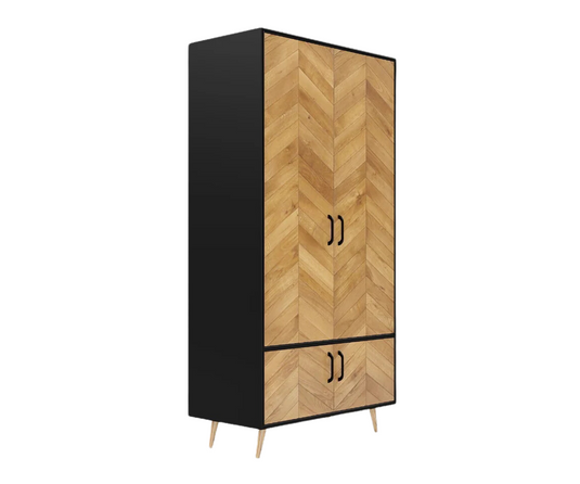 Serene Armoire Solid Wood Wardrobe - Isometric Angle