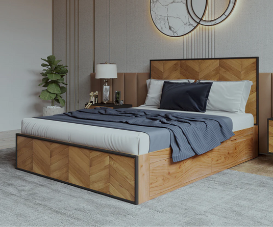 Serene Solid Wood 4 Drawers Storage Bed