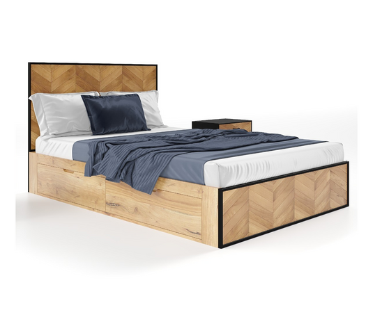 Serene Solid Wood 4 Drawers Storage Bed