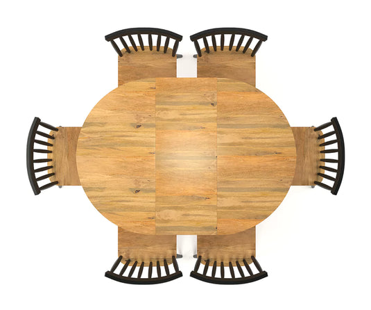 Trivex Round Extendable Dining Set 4 to 6 Seater, Top View.