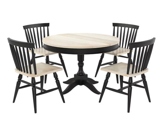 Trivex Round Extendable Dining Set, Prime White Finish.