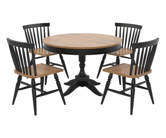 Trivex Round Extendable Dining Set, Mocha Finish.