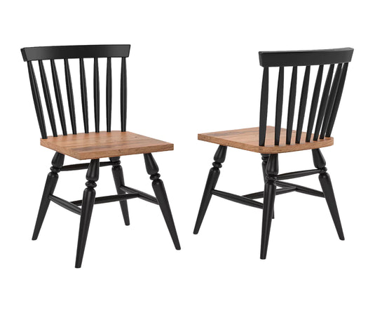 Trivex Wooden Dining Chairs Set of 2 - Matt Black & Dark Clay Brown Finish