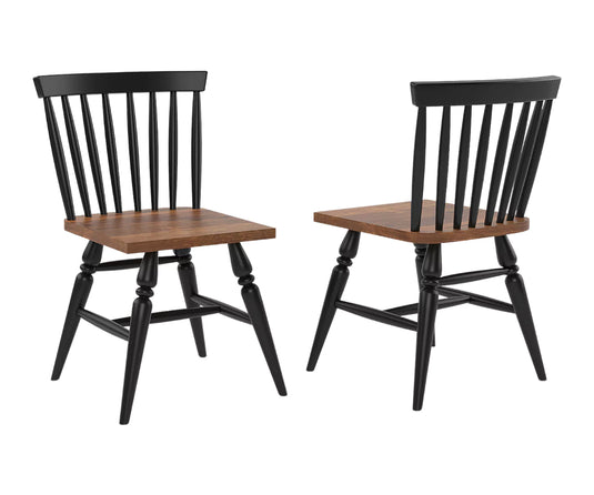 Trivex Wooden Dining Chairs Set of 2 - Matt Black & Dark Brown Finish