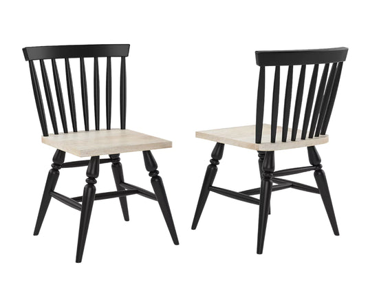 Trivex Wooden Dining Chairs Set of 2 - Matt Black & Dark White Prime Finish