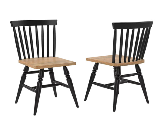 Trivex Wooden Dining Chairs Set of 2 - Matt Black & Natural Finish