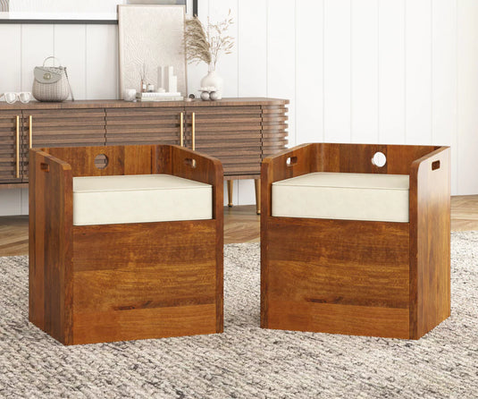 Velorian Wooden Storage Dining Chairs Set of 2