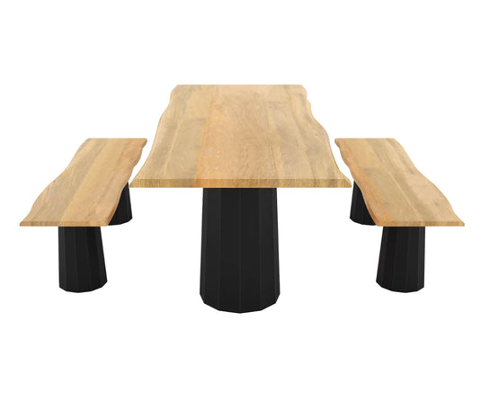 Verdania Dining Table and Bench Set (6 Seater), Side View.