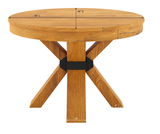 Viston Extendable Round Dining Table, Dimension Image.