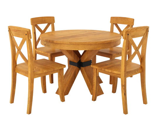 Viston Round Extendable Dining Set, Side View.