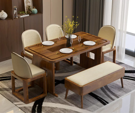 Vornax Dining Table with 4 Chairs and Bench.