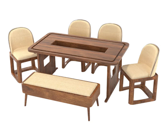 Vornax Dining Table with 4 Chairs and Bench.