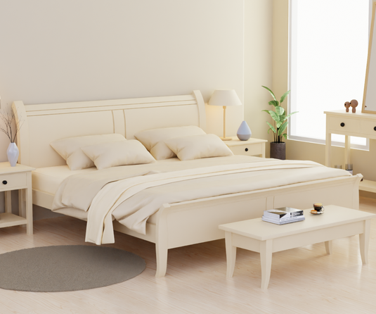 Windsor Whirl Wooden White Bed