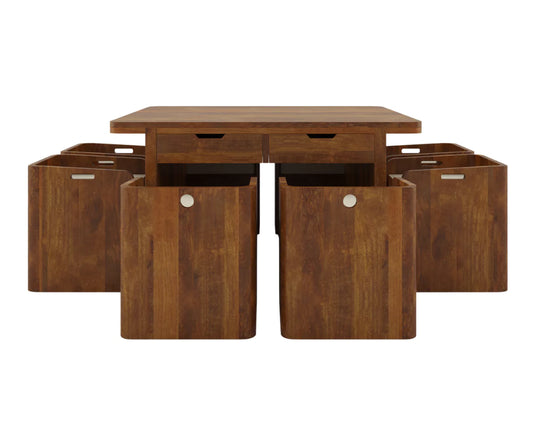 Velorian Large Square Storage Dining Table Set for 8